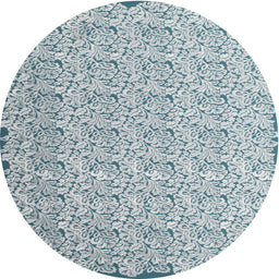 Round Machine Washable Contemporary Gulf Blue Rug, wshcon1055