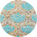 Round Machine Washable Contemporary Magic Mint Green Rug, wshcon1062