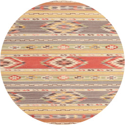Round Machine Washable Contemporary Sunrise Orange Rug, wshcon1063