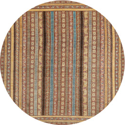 Round Machine Washable Contemporary Sienna Brown Rug, wshcon1065