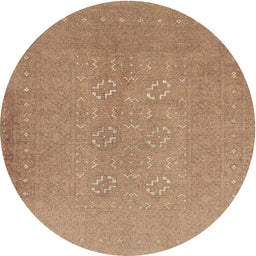 Round Contemporary Sand Brown Modern Rug, con1070