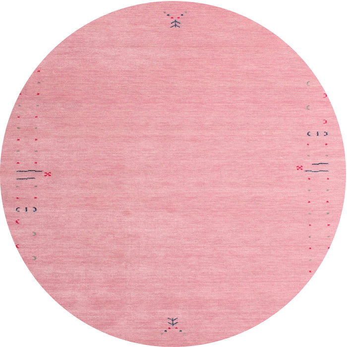 Round Machine Washable Contemporary Pink Rug, wshcon1079