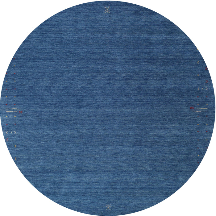 Round Machine Washable Contemporary Blueberry Blue Rug, wshcon1085