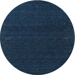 Round Contemporary Deep-Sea Blue Modern Rug, con1086