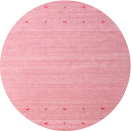 Round Machine Washable Contemporary Pastel Pink Rug, wshcon1087