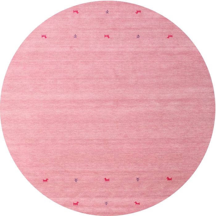 Round Machine Washable Contemporary Pastel Pink Rug, wshcon1087