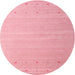 Round Machine Washable Contemporary Pastel Pink Rug, wshcon1087