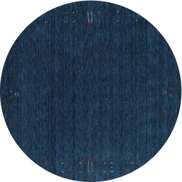 Round Contemporary Deep-Sea Blue Modern Rug, con1088