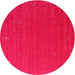 Round Machine Washable Contemporary Pink Rug, wshcon1089