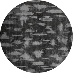 Round Machine Washable Contemporary Grey Gray Rug, wshcon1092