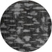 Round Machine Washable Contemporary Grey Gray Rug, wshcon1092