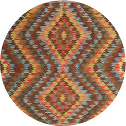 Round Machine Washable Contemporary Mahogany Brown Rug, wshcon1099
