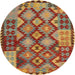 Round Contemporary Metallic Gold Oriental Rug, con1100