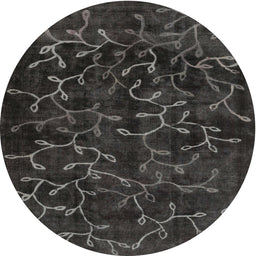 Round Contemporary Charcoal Black Persian Rug, con1107