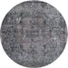 Round Contemporary Gray Modern Rug, con1110