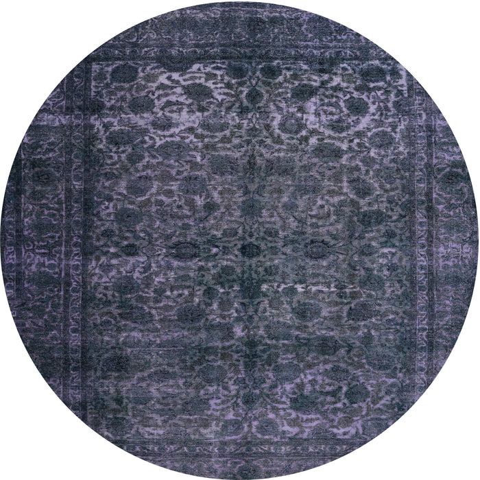 Round Contemporary Dark Slate Blue Modern Rug, con1111