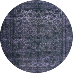 Round Machine Washable Contemporary Dark Slate Blue Rug, wshcon1111