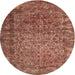 Round Contemporary Sunrise Orange Modern Rug, con1113