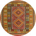 Round Contemporary Mahogany Brown Oriental Rug, con1114