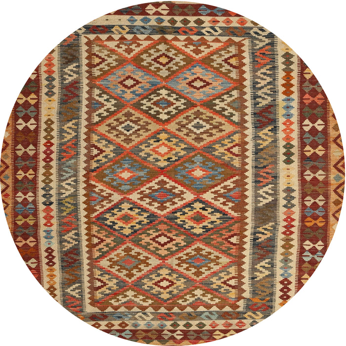 Round Contemporary Red Southwestern Rug, con1115