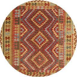 Round Contemporary Gold Oriental Rug, con1117