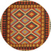 Round Contemporary Red Oriental Rug, con1118