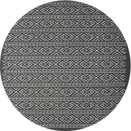 Round Machine Washable Contemporary Grey Gray Rug, wshcon1121