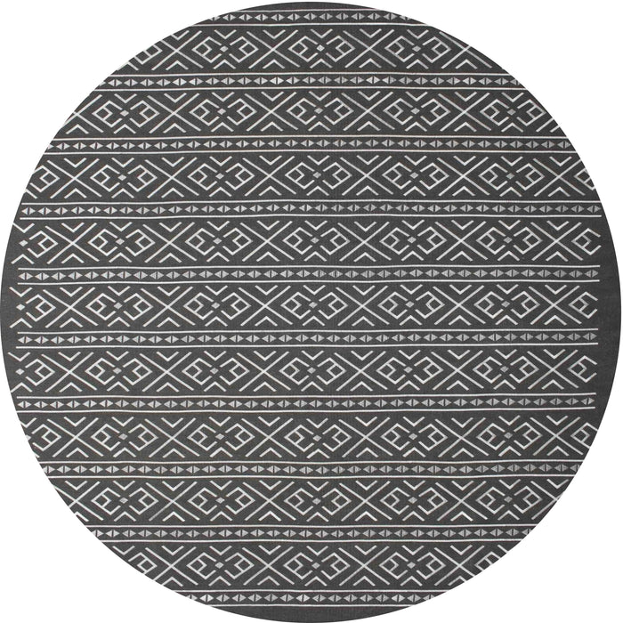 Round Machine Washable Contemporary Grey Gray Rug, wshcon1121