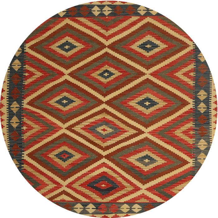 Round Contemporary Red Oriental Rug, con1122