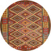 Round Contemporary Red Oriental Rug, con1124