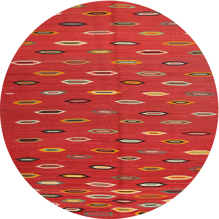 Round Contemporary Red Modern Rug, con1134