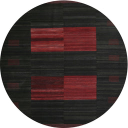 Round Machine Washable Contemporary Charcoal Black Rug, wshcon1146