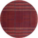 Round Machine Washable Contemporary Red Rug, wshcon1150