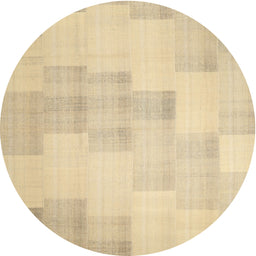 Round Contemporary Brown Gold Solid Rug, con1159