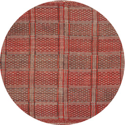 Round Machine Washable Contemporary Copper Red Pink Rug, wshcon1161