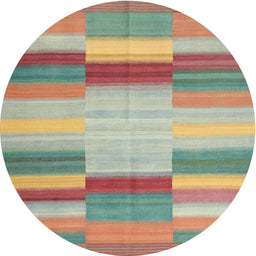 Round Contemporary Rust Pink Modern Rug, con1162
