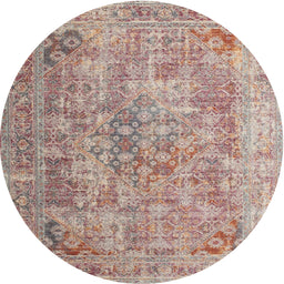 Round Contemporary Orange Salmon Pink Modern Rug, con1169