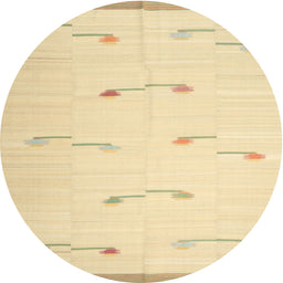 Round Contemporary Sun Yellow Solid Rug, con1171