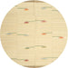 Round Machine Washable Contemporary Sun Yellow Rug, wshcon1171