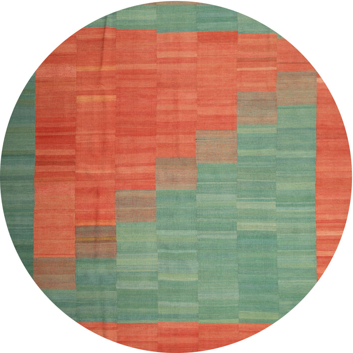 Round Contemporary Green Modern Rug, con1172