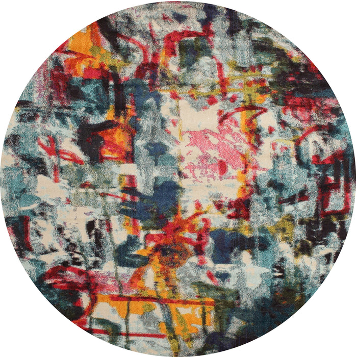 Round Contemporary Reddish Brown Modern Rug, con1176