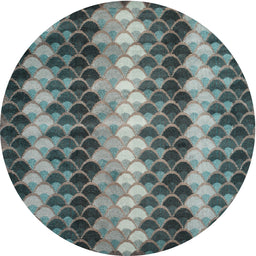 Round Contemporary Gunmetal Gray Modern Rug, con1178