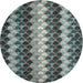 Round Machine Washable Contemporary Gunmetal Gray Rug, wshcon1178