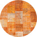 Round Machine Washable Contemporary Orange Red Rug, wshcon1185