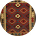 Round Contemporary Saffron Red Oriental Rug, con1188