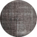 Round Machine Washable Contemporary Granite Gray Rug, wshcon1191