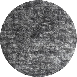 Round Machine Washable Contemporary Gunmetal Gray Rug, wshcon1192