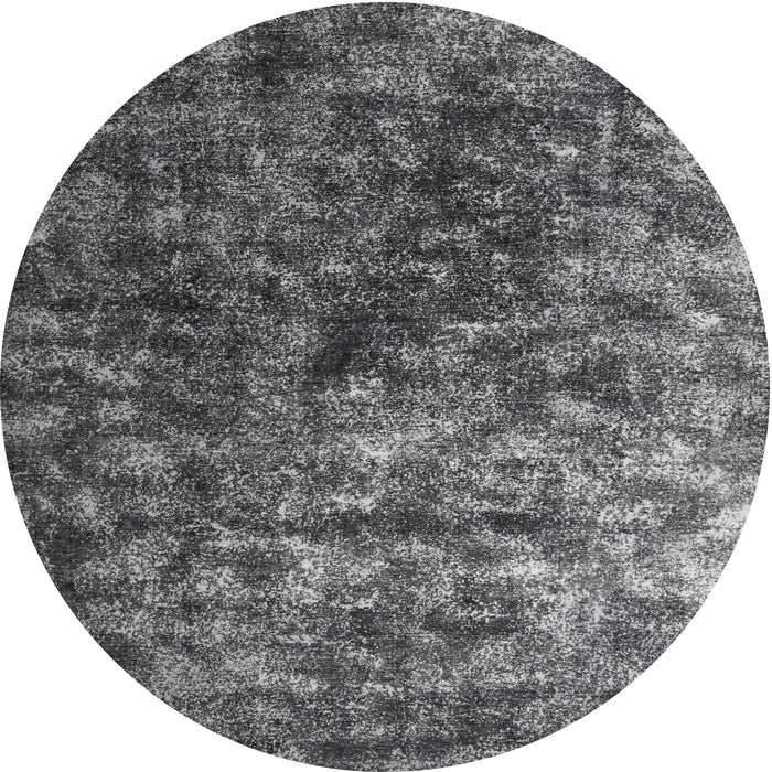 Round Machine Washable Contemporary Gunmetal Gray Rug, wshcon1192