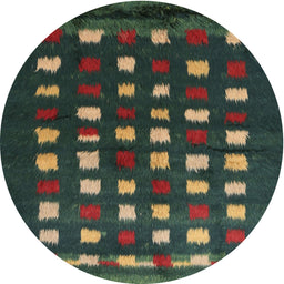 Round Machine Washable Contemporary Dark Olive Green Rug, wshcon1205