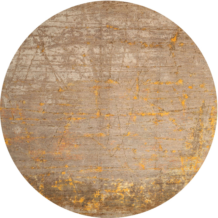 Round Contemporary Sand Brown Modern Rug, con1213